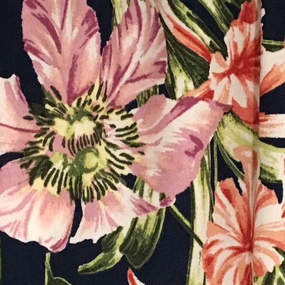 Off the Shoulder Navy Floral Romper with Skirt - Picture 4 of 5